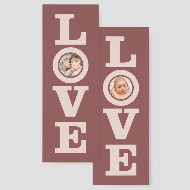 Your 2 Photos in "LOVE" Bookmarks (Front & Back)