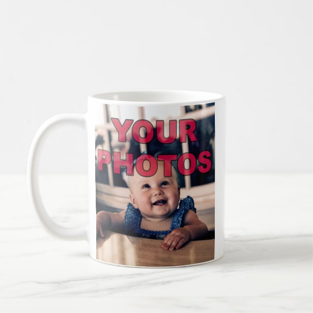 Your 2 Photos Personalized Mugs Many Styles, Sizes (Left)