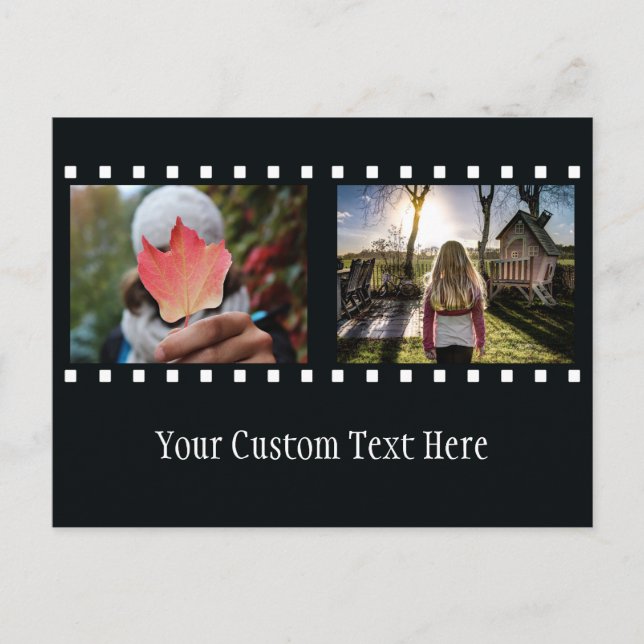 YOUR 2 PHOTOS & TEXT "film strip" postcard (Front)