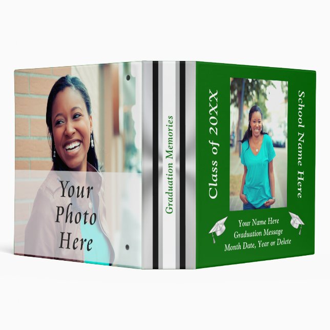 Your 2 Photos, Text Graduation Photo Album Binder (Background)