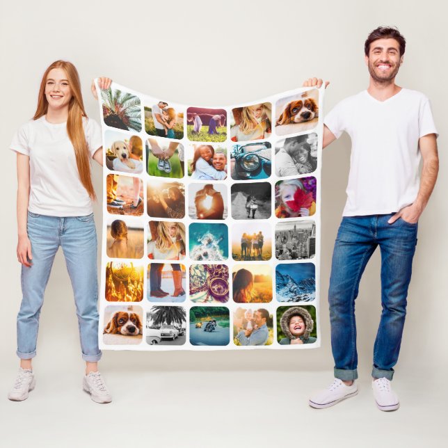 Your 30 Photos Blanket Soft Rounded Square Collage (In Situ)