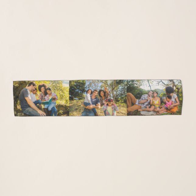 YOUR 3 PHOTOS custom scarf (Front (Horizontal))