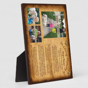 Your 3 Photos, Text Dog Memorial Plaque and Poem