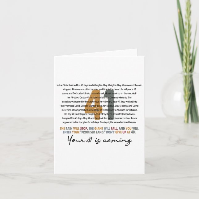 Your 41 Is Coming God Faith Christian  Card (Front)