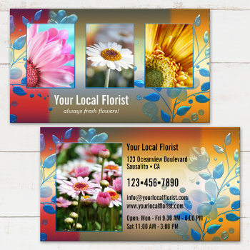 Your 4 Photos Colorful Flowers Florist Portfolio Business Card by sunnysites at Zazzle