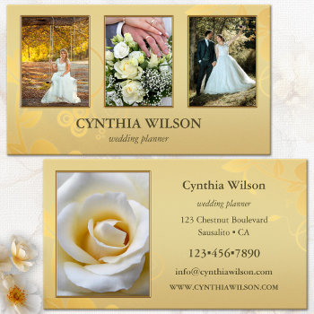 Your 4 Photos Elegant Gold Wedding Planner Business Card by sunnysites at Zazzle