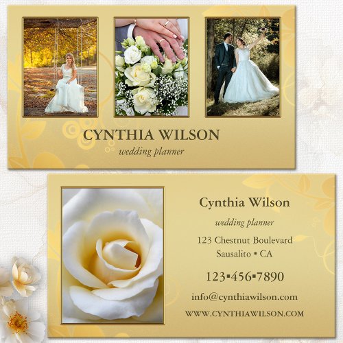 Your 4 Photos Elegant Gold Wedding Planner Business Card