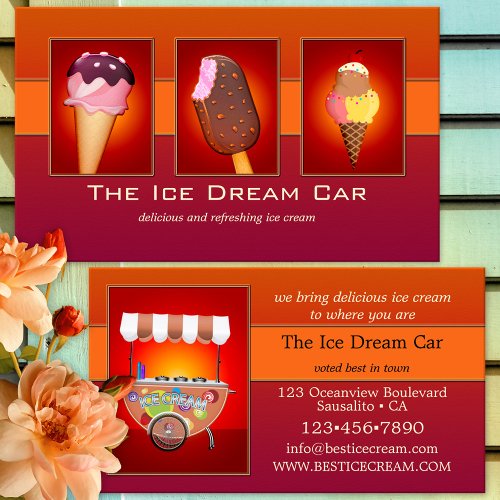 Your 4 Photos Eye Catching Ice Cream Business Card