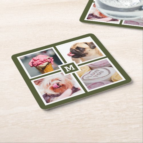 YOUR 4 PHOTOS  MONOGRAM coasters