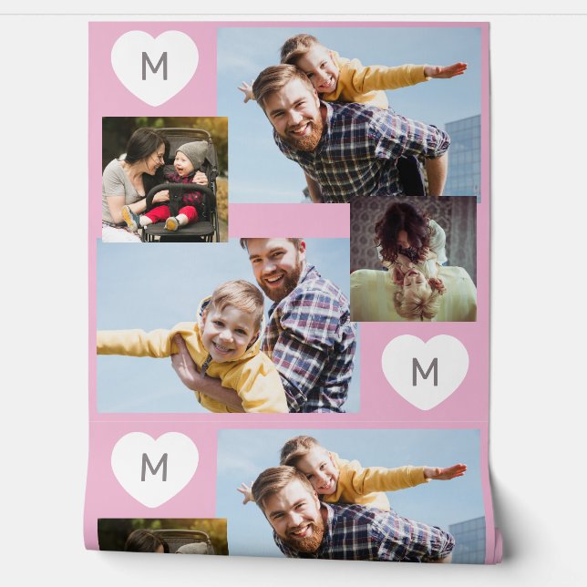 YOUR 4 photos, monogram, & desired color Wallpaper (Unrolling)