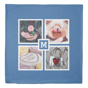 YOUR 4 PHOTOS & MONOGRAM reversible Duvet cover