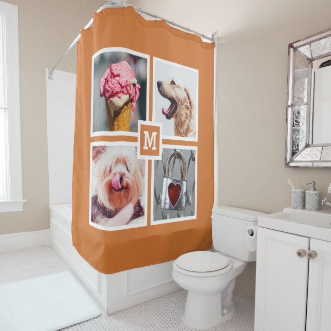 YOUR 4 PHOTOS & MONOGRAM shower curtain (In Situ)