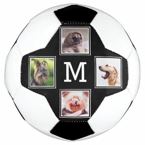 YOUR 4 PHOTOS  MONOGRAM soccer ball