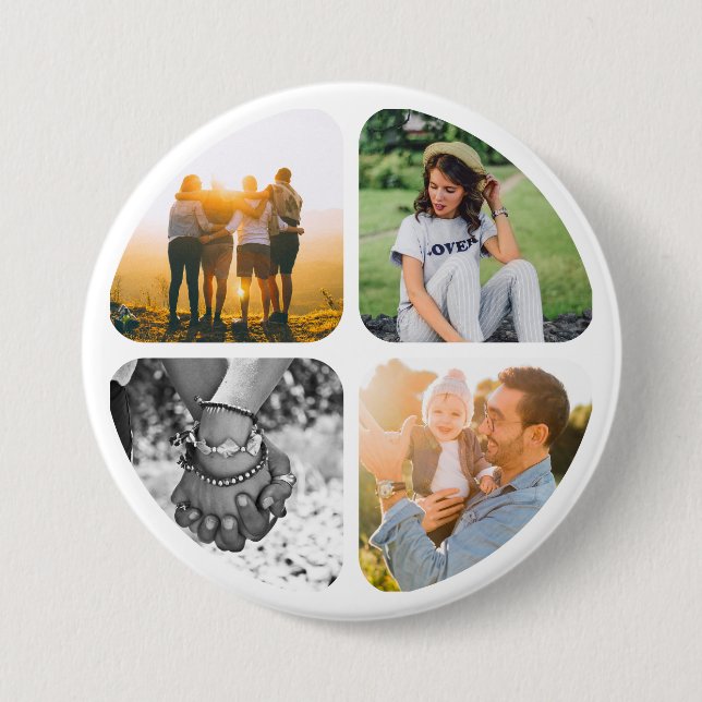 Your 4 Photos Pin Button Badge (Front)