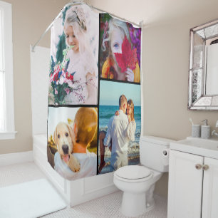 Your 4 Photos Rounded Frame Shower Curtain