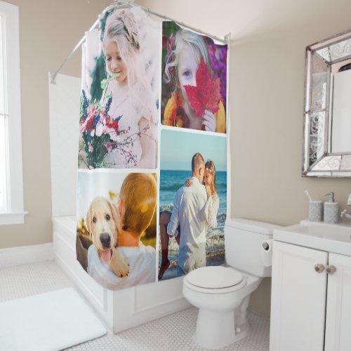 Your 4 Photos Rounded Frame Shower Curtain