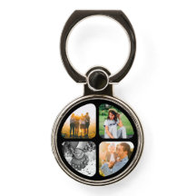 Your 4 Photos Rounded Phone Ring Stand Grip