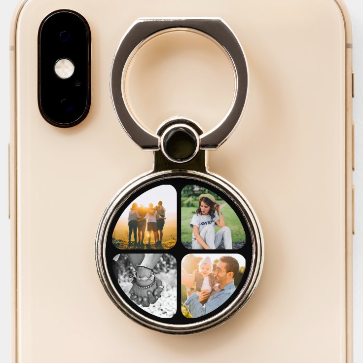 Your 4 Photos Rounded Phone Ring Stand Grip | Zazzle