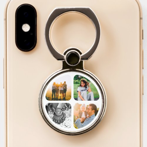 Your 4 Photos Rounded Phone Ring Stand Grip