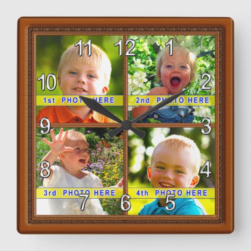Your 4 Pictures Personalized Photo Clock Gift Idea