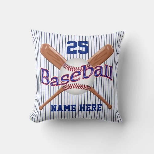 YOUR 4 TEXT Old Fashioned Stripe Baseball Pillow