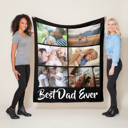 YOUR 6 photo best dad ever photo collage DIY Fleece Blanket