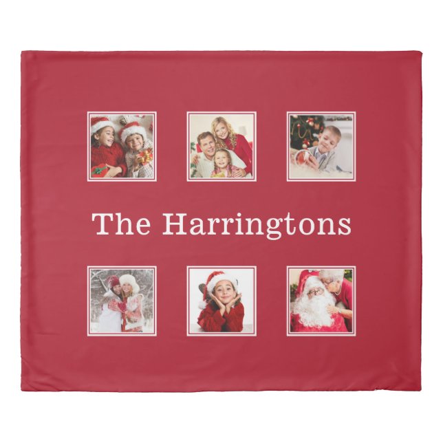 YOUR 6 PHOTOS & NAME custom duvet covers (Front)