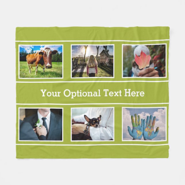 YOUR 6 PHOTOS & TEXT fleece blankets (Front (Horizontal))