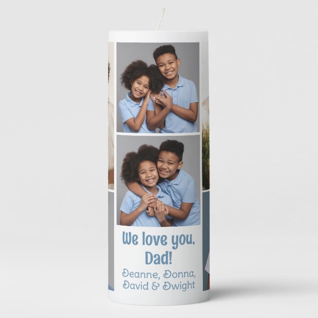 Your 6 Photos & Text Pillar Candle (Front)