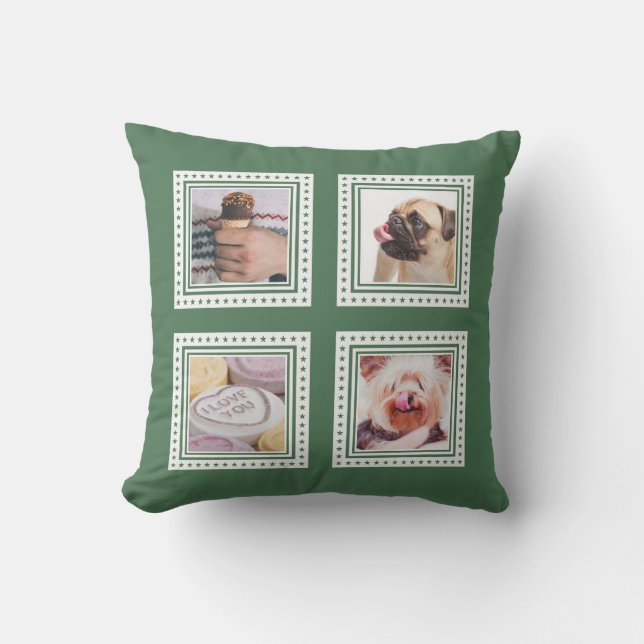 YOUR 8 PHOTOS custom color throw pillows (Front)