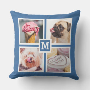 YOUR 8 PHOTOS & MONOGRAM throw pillow