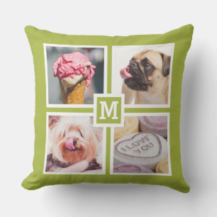 YOUR 8 PHOTOS & MONOGRAM throw pillow