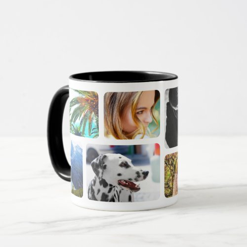 Your 8 Photos Rounded Template Coated Mug