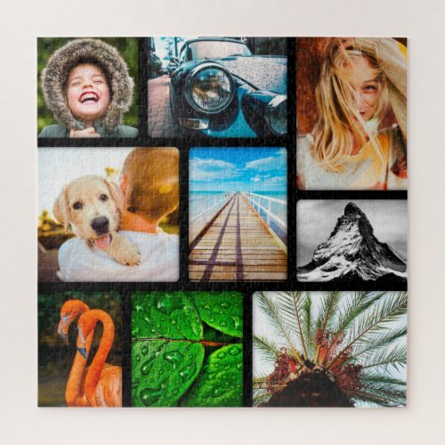 Your 9 Photo Jigsaw Puzzle Collage Framed Black