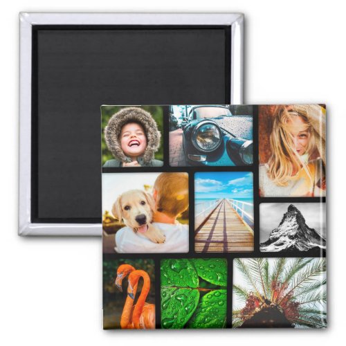 Your 9 Photo Magnet Collage Framed Black