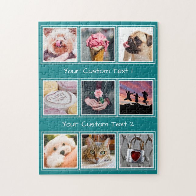 YOUR 9 PHOTOS, TEXT & COLOR puzzle (Vertical)
