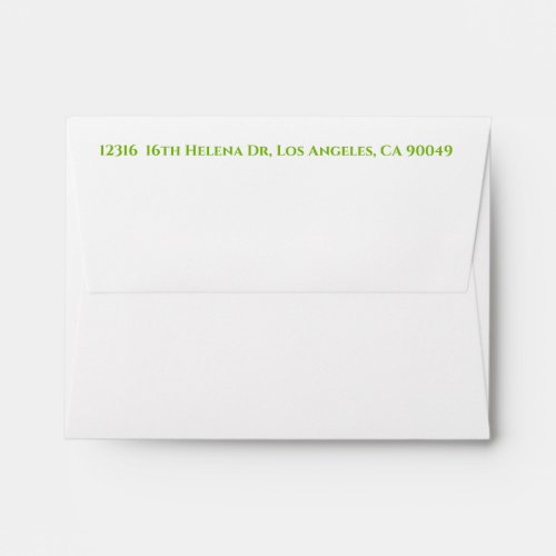 YOUR ADDRESS in PARROT GREEN on back of envelope