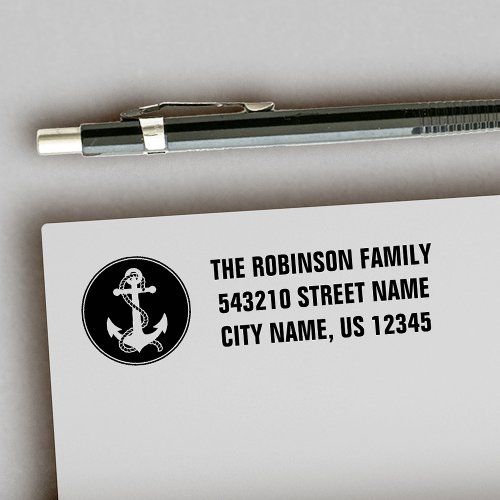 Your Address or Text Boat Anchor Pick Color Self_inking Stamp