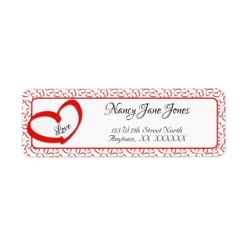 Your Address  Red Open Valentines Heart Pattern Label