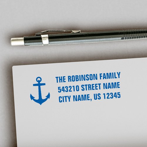 Your Address Text Nautical Boat Anchor Pick Color Self_inking Stamp