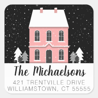 Your Address | Winter Home Square Sticker