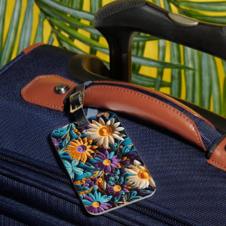 Your Adventure Awaits! Quilled Colorful Floral Luggage Tag