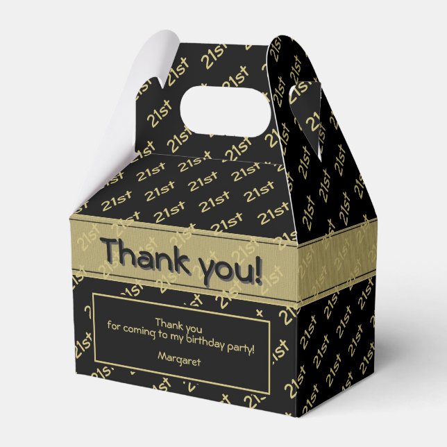 Your Age Custom Number Pattern - Gold and Black Favor Boxes (Front Side)