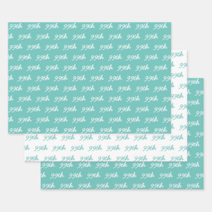 Your Age Custom Number Pattern - Teal and White Wrapping Paper Sheets