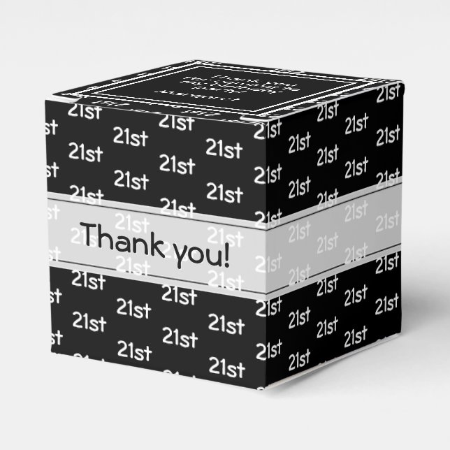 Your Age Offset Number Pattern - Black/White Favor Boxes (Front Side)