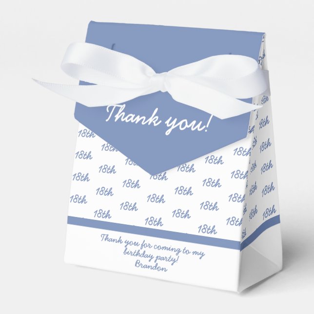 Your Age Offset Number Pattern - Blue/White Favor Boxes (Front Side)