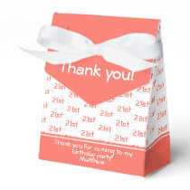 Your Age Offset Number Pattern - Coral/White Favor Boxes