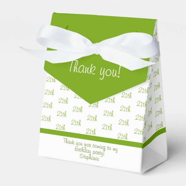 Your Age Offset Number Pattern - Green/White Favor Boxes (Front Side)