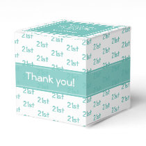 Your Age Offset Number Pattern - Teal/White Favor Boxes