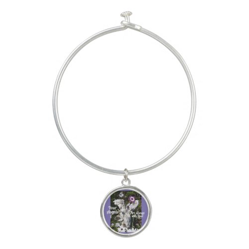 Your Angels Are Always with You Floral Angel Bangle Bracelet